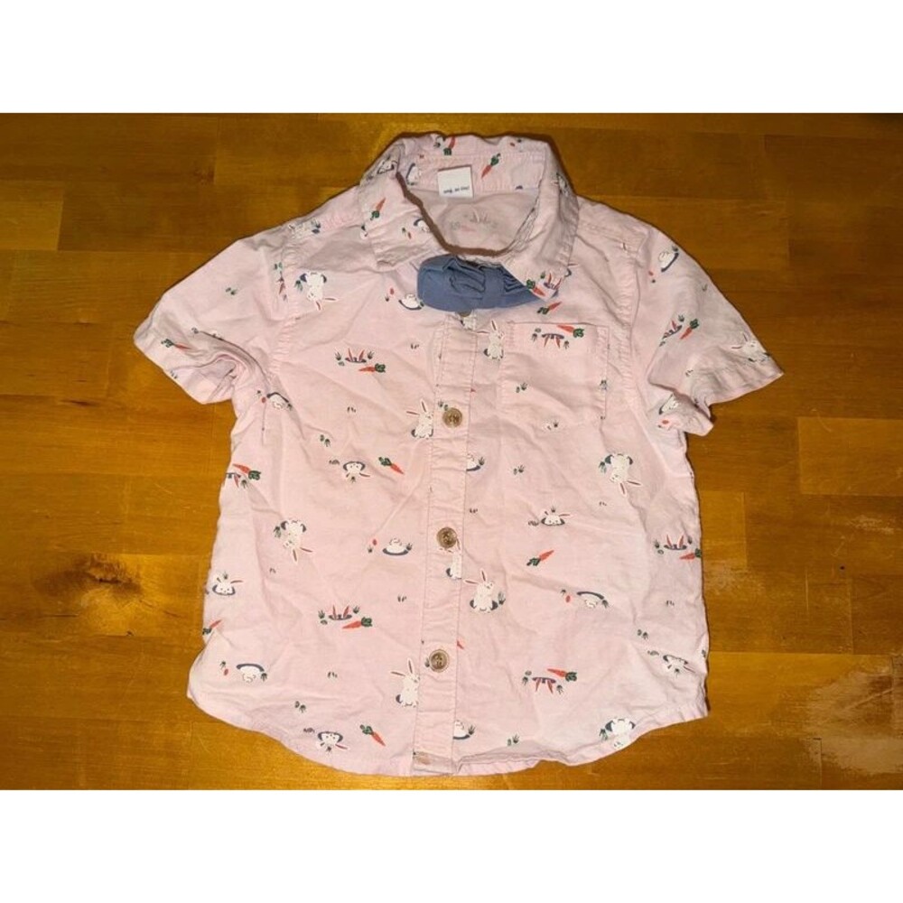 Baby Boy Old Navy Pink Bunny Easter Shirt Size 12-18 Months